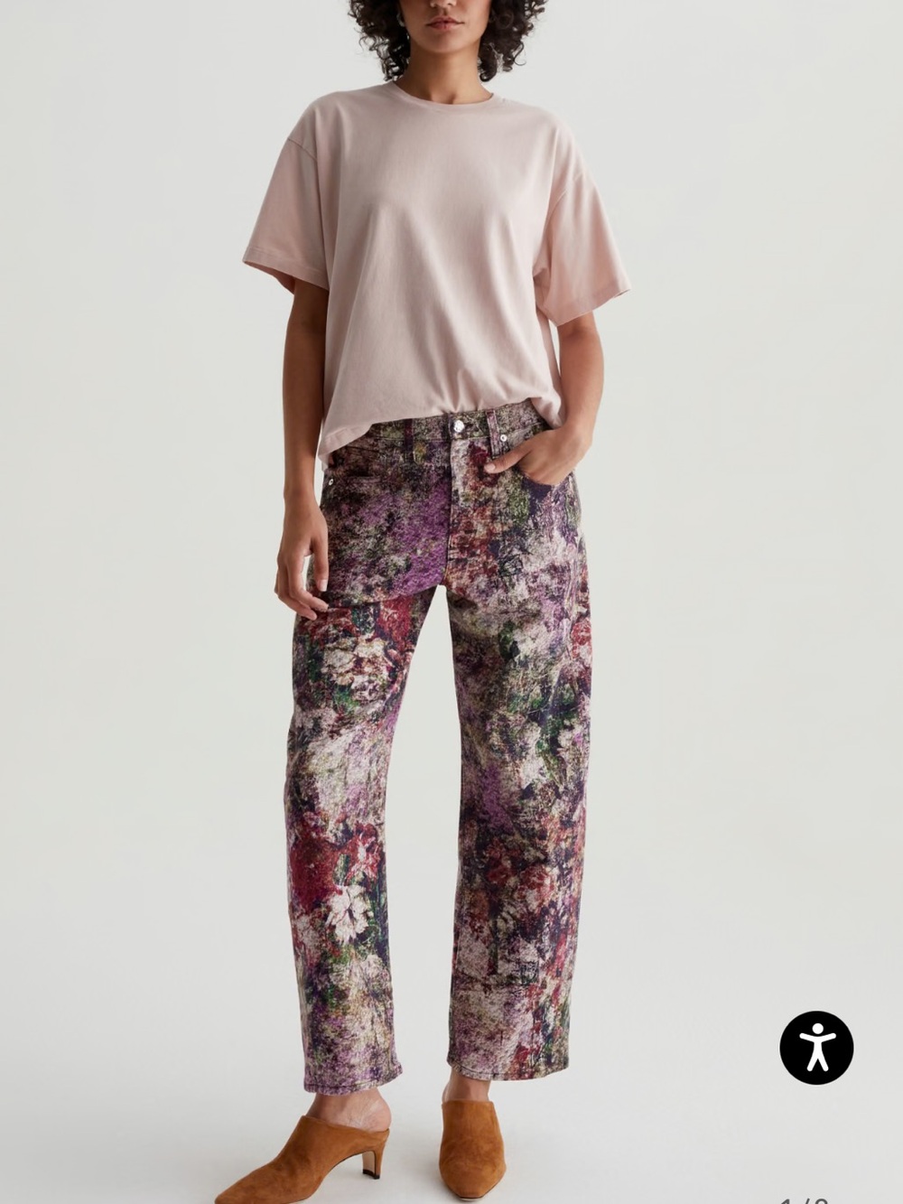 AG Hattie High Rise Barrel Leg Jeans Floral Art Project Vintage Garden [Size 28]